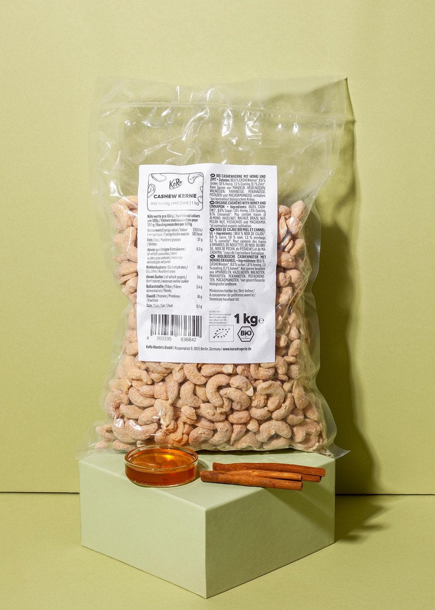 KoRo | Biologische cashewnoten met honing en kaneel 1 kg