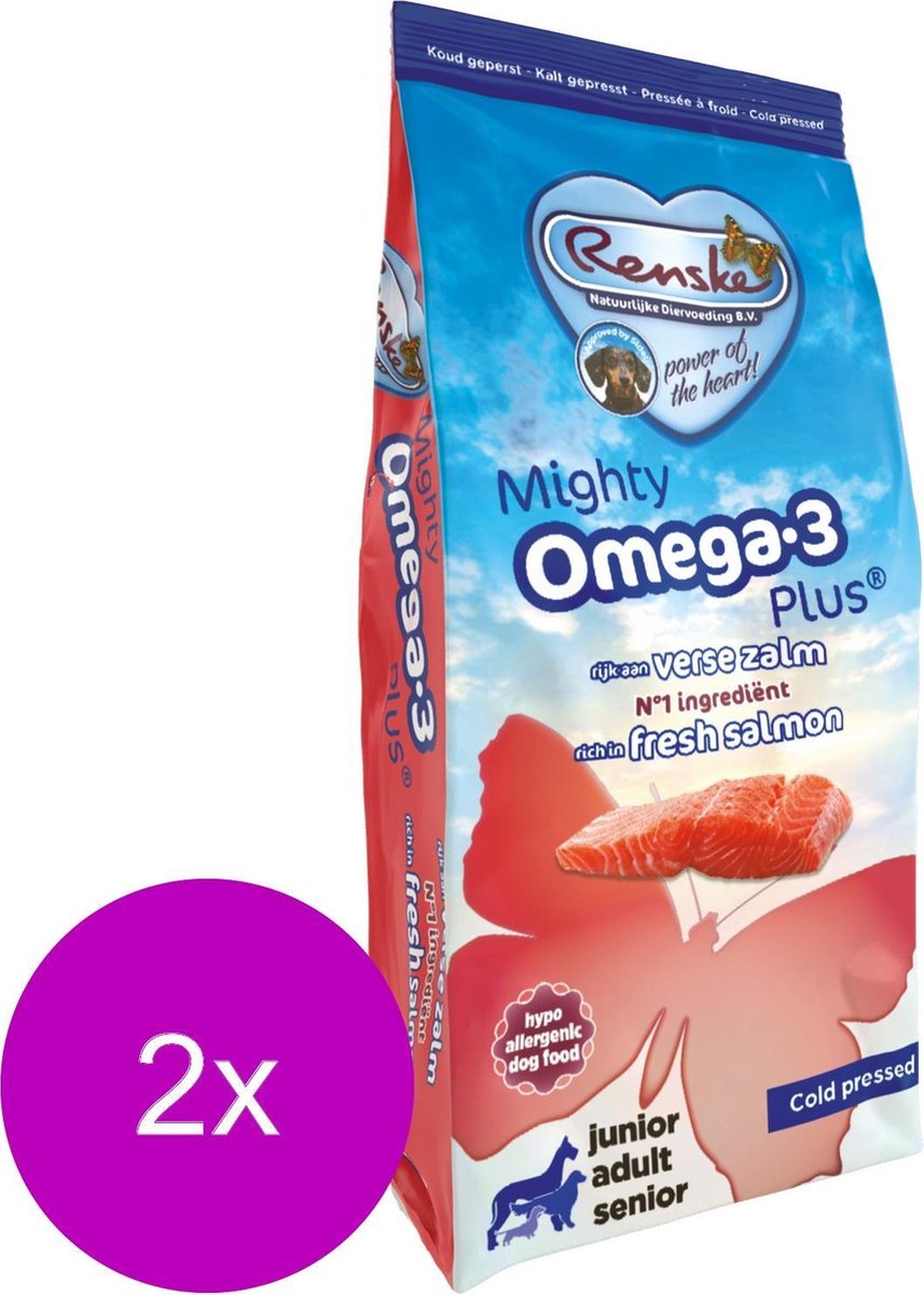 Renske Mighty Omega Plus Adult Geperst Zalm - Hondenvoer - 2 x 3 kg