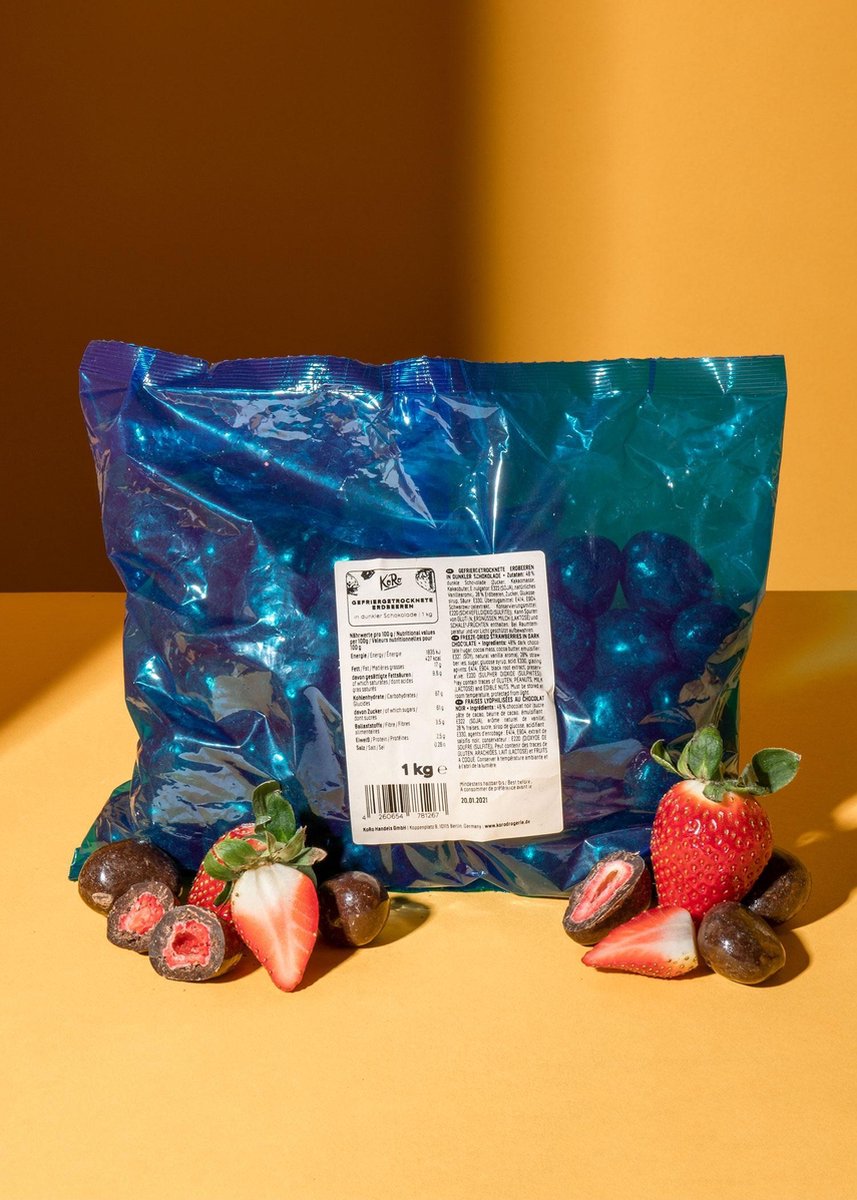 KoRo | Gevriesdroogde aardbeien in pure chocolade | 1 kg