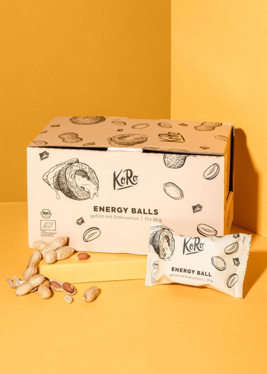 KoRo | Biologische Energy Ball pindakaas | 15 x 30 g