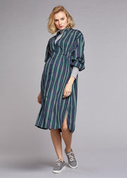Shirtdress Milena - Navy Green Stripe (B33)
