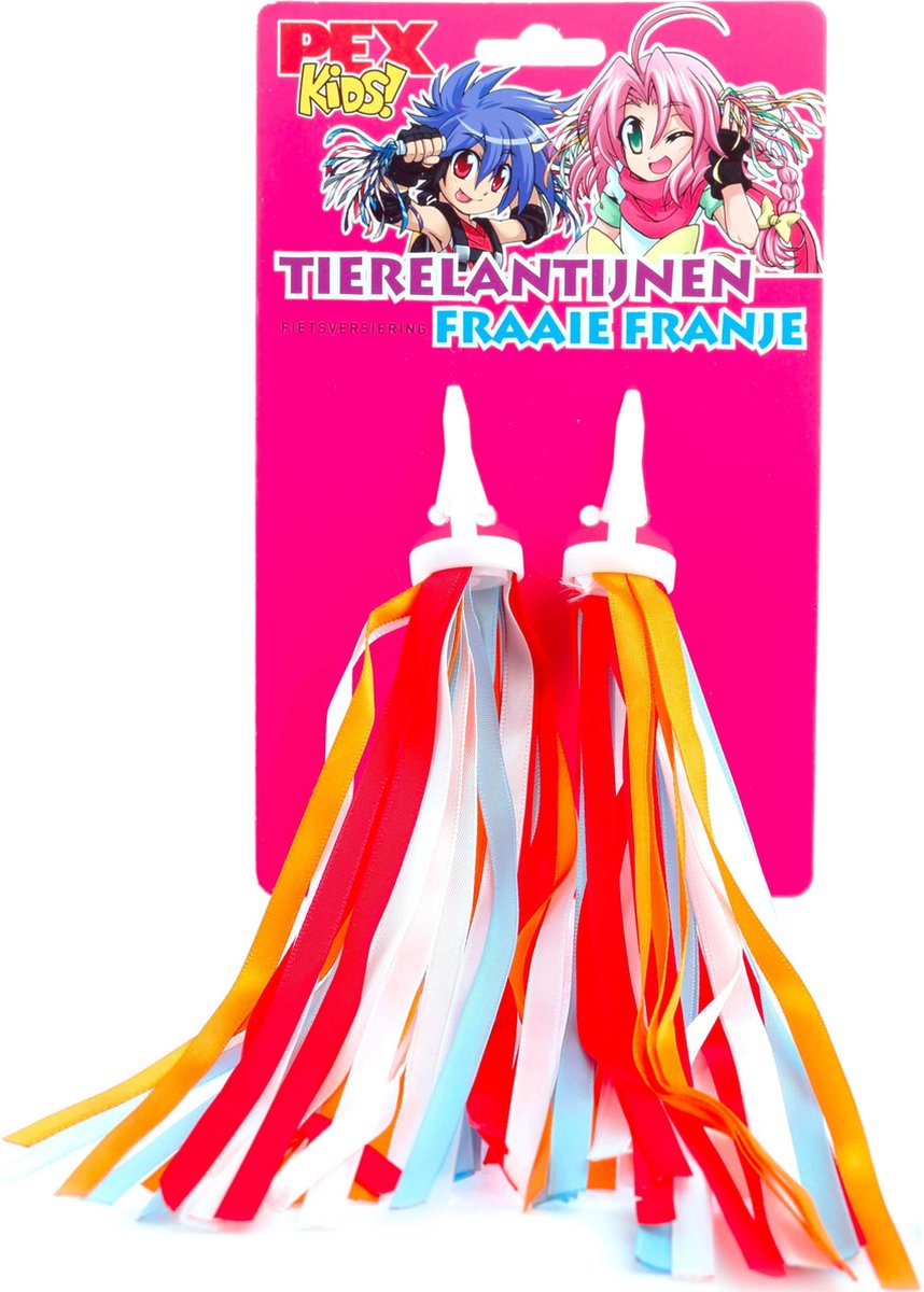 PexKids Fraaie Franje Stuurslingers - Streamers - Stuur Versiering 26 cm Blauw/Oranje