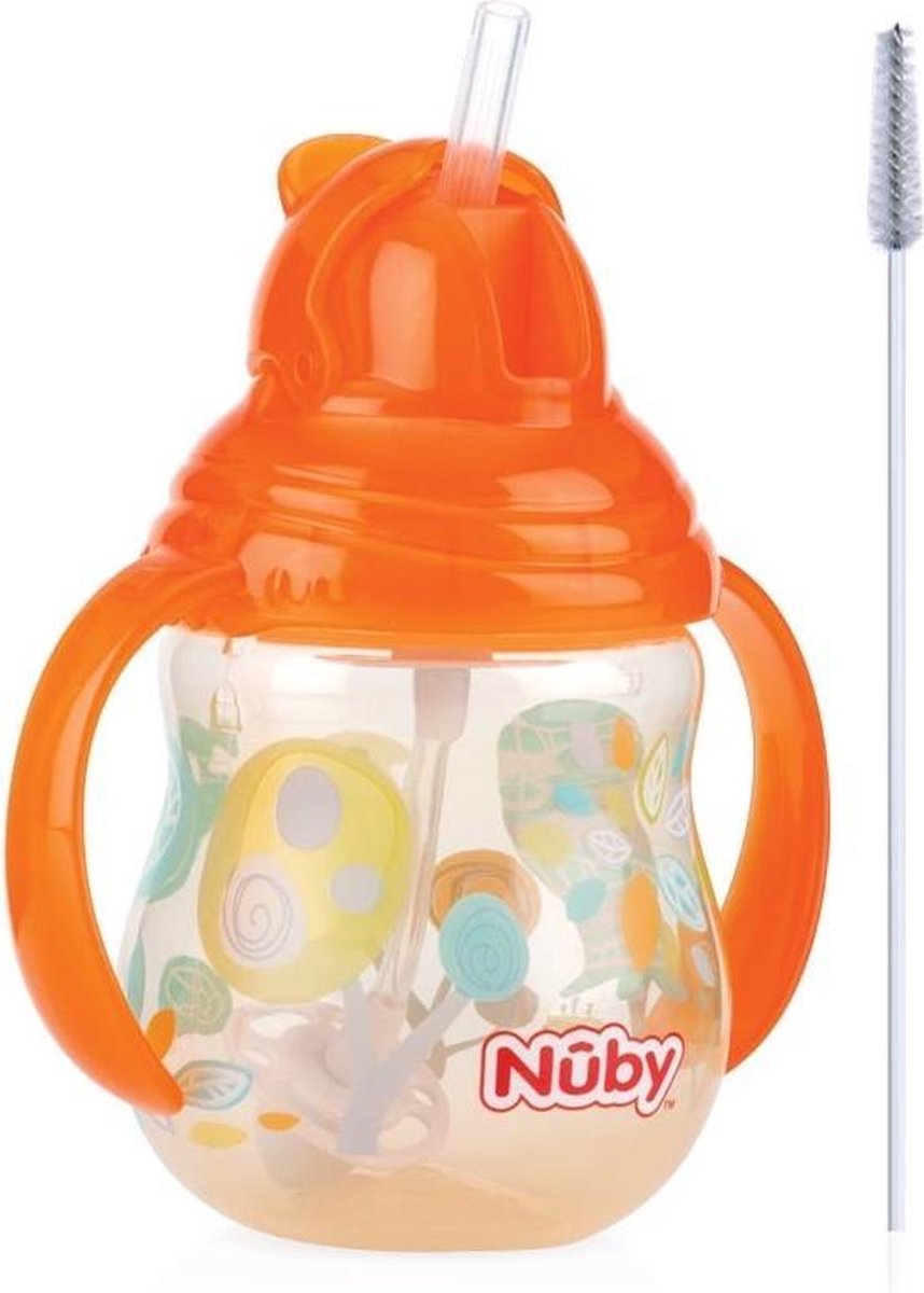 Nuby Designer Series Antilekbeker Met 360° Rietje 270ml Oranje