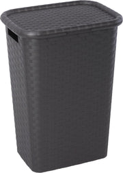 JAP Wasmand met deksel - Wasbox met handvaten - Wassorteerder 60L - Zwart