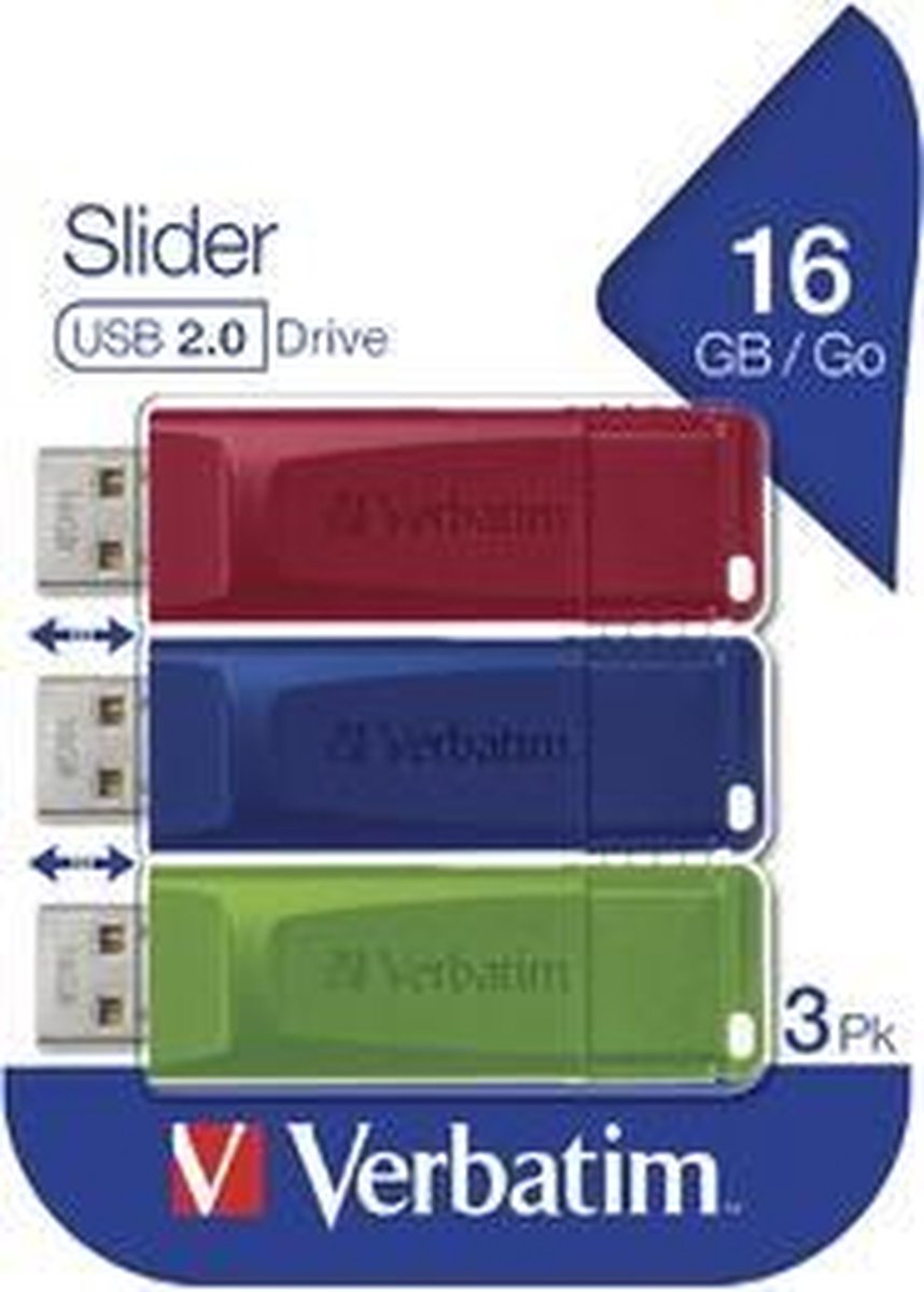 Verbatim Slider USB flash drive 16 GB USB Type-A 2.0 Blauw