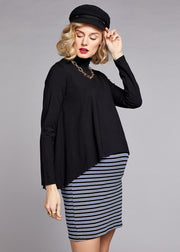 Dress Palmina - Sax-Ecru-Black Stripe (031)