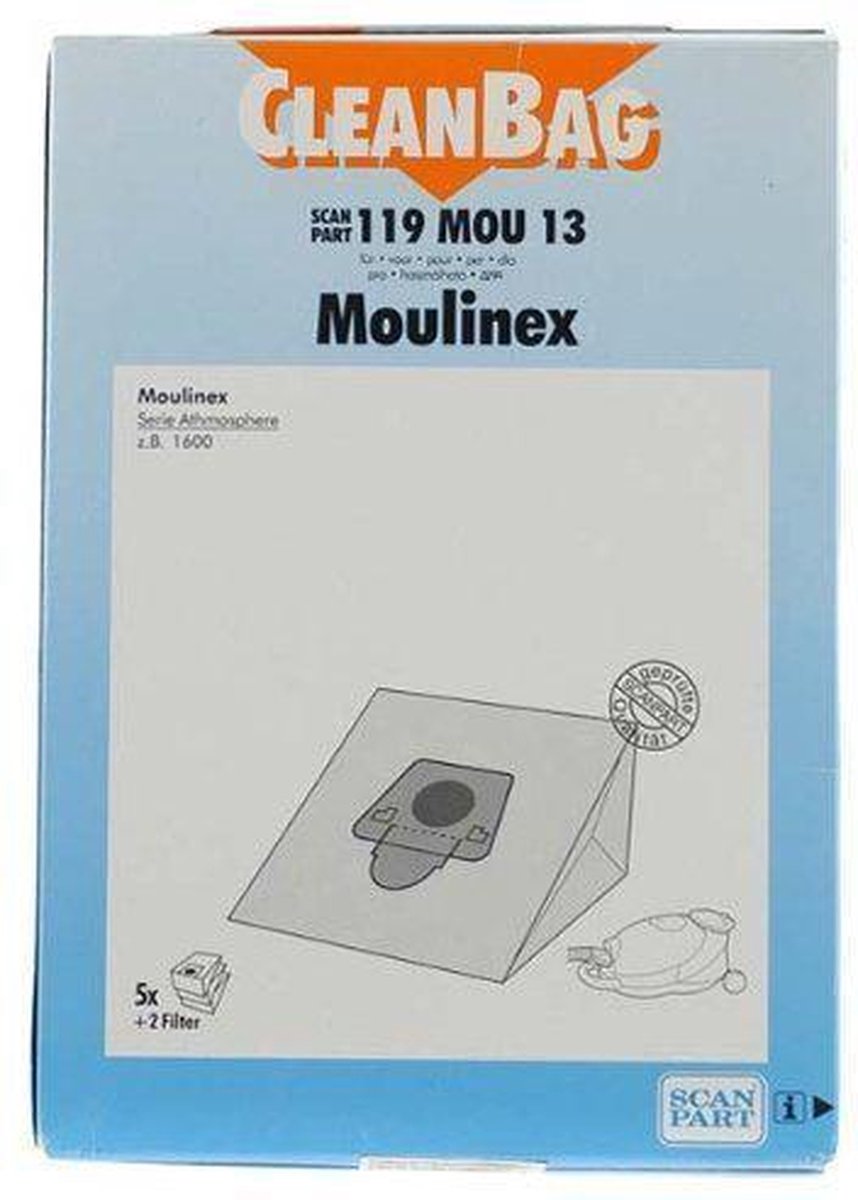 Moulinex Athmosphere stofzuigerzakken 5 stuks + 2 filters Cleanbag  119mou13