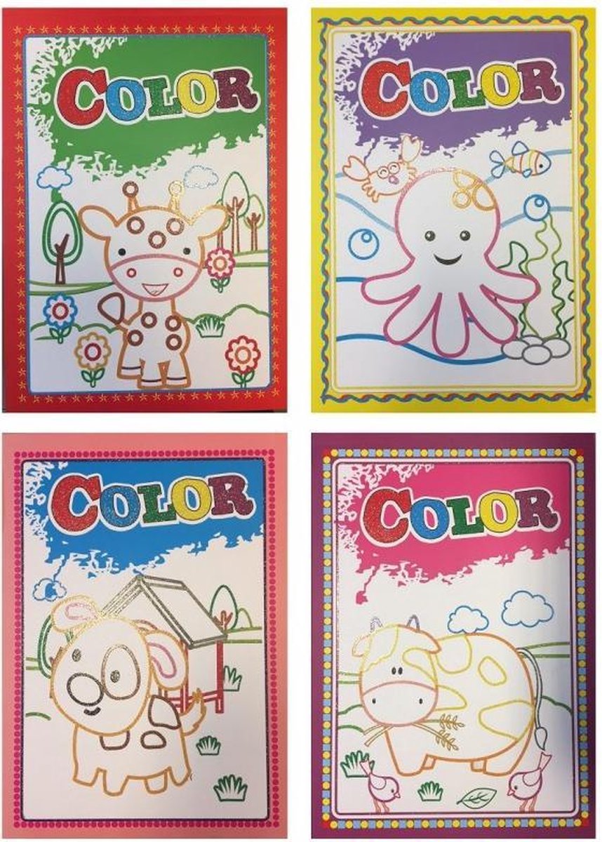 Kinderboeken Harlekijn Doeboek - Color Jumbo Glitter Inktvis kleuren binnen de randen