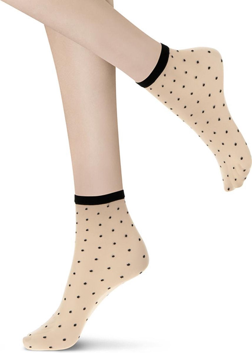 Oroblu Demi-Bas Twins Dotty 20 Sok (2 - pack) - Nude & Zwart - One Size