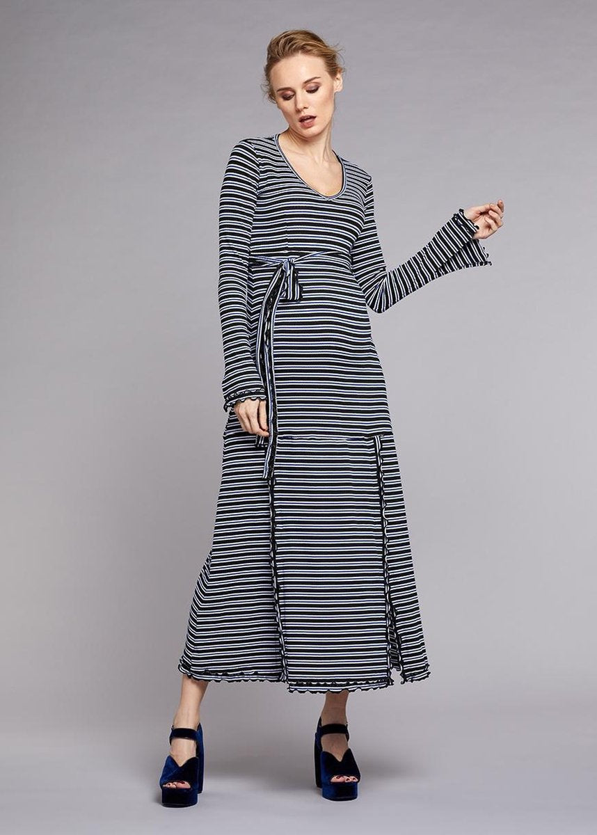 Dress Serlina - Sax-Ecru-Black Stripe (031)