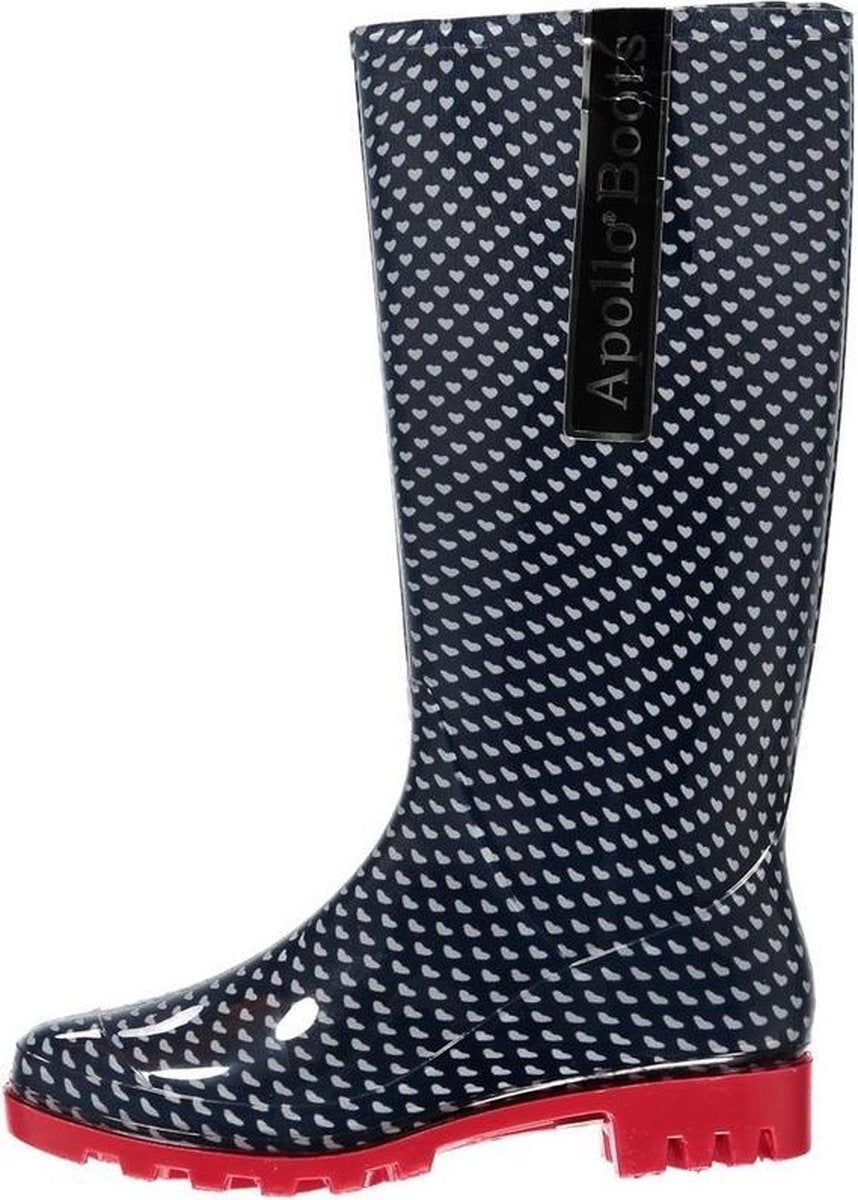 Hoge regenlaarzen maat 37 blauw met grijze hartjes voor meisjes - Rubberen laarzen/regenlaarsjes - Tuinlaarzen