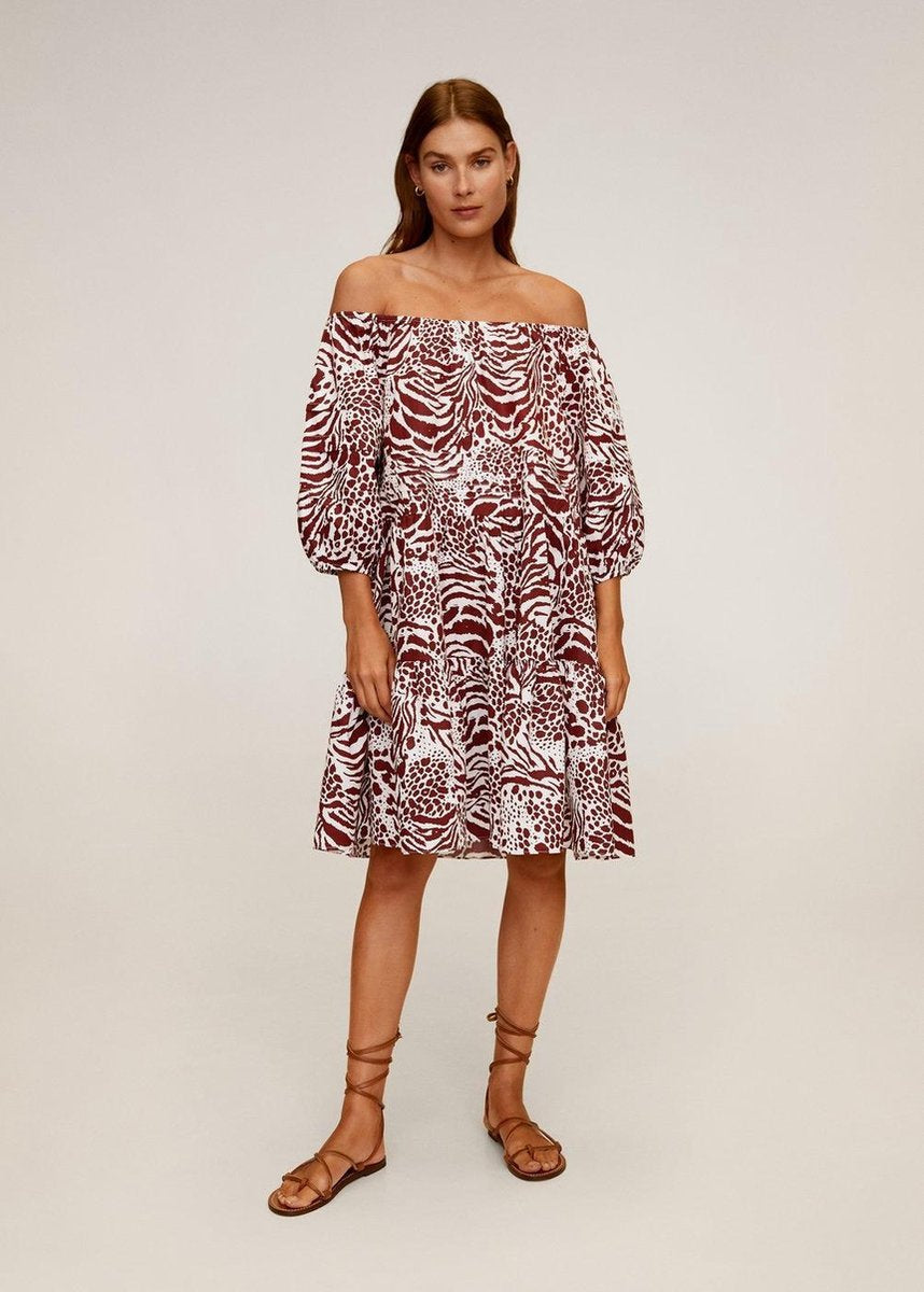 Bedrukte Off Shoulder Jurk 67017693 76