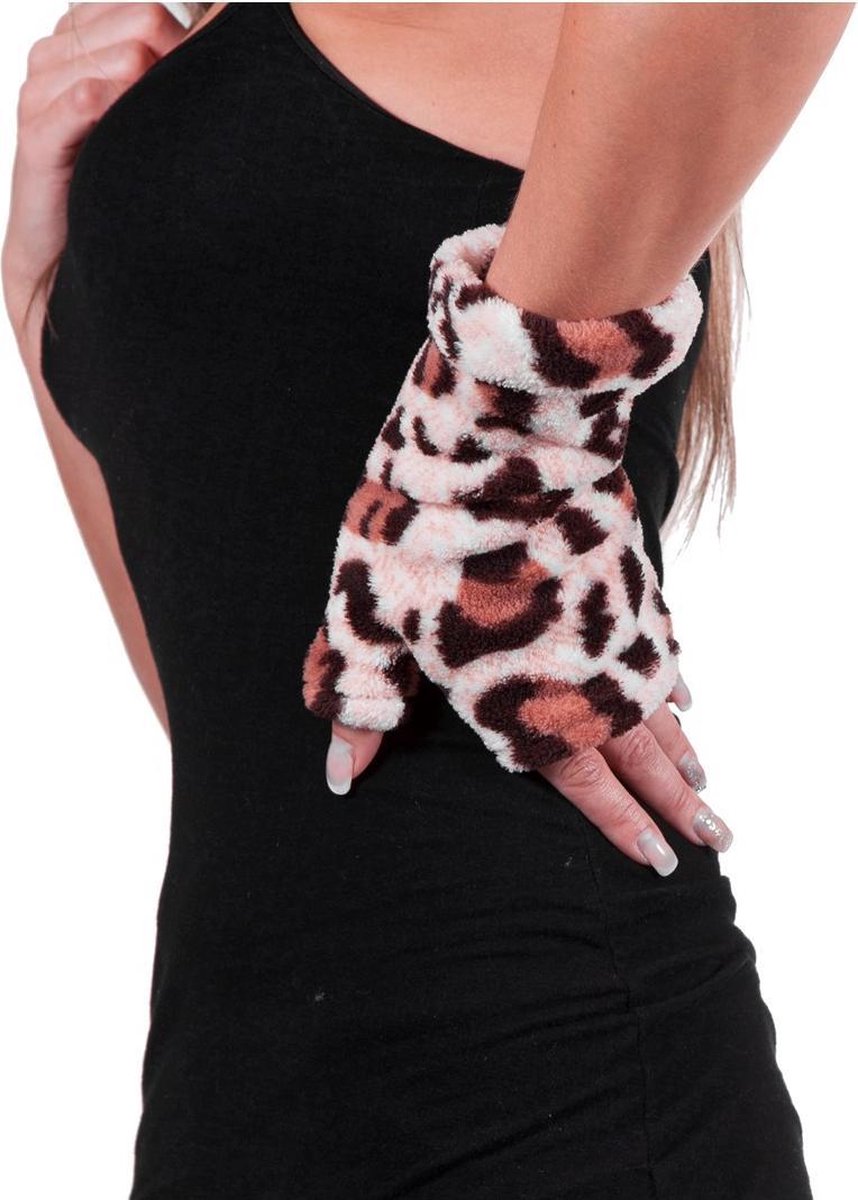 Softy handschoenen panter print one size