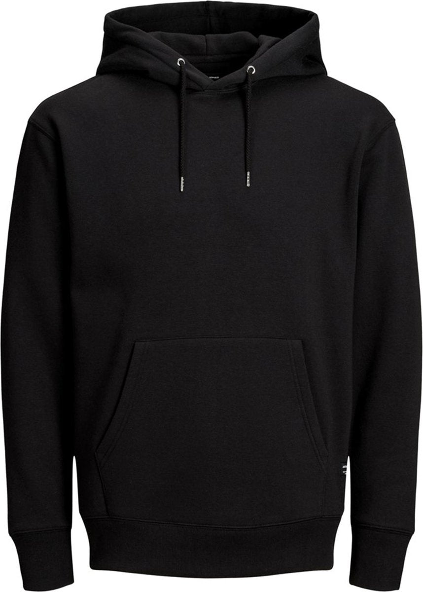JACK & JONES relaxt fit trui katoen - soft hoodie middeldik - zwart -  Maat: XXL