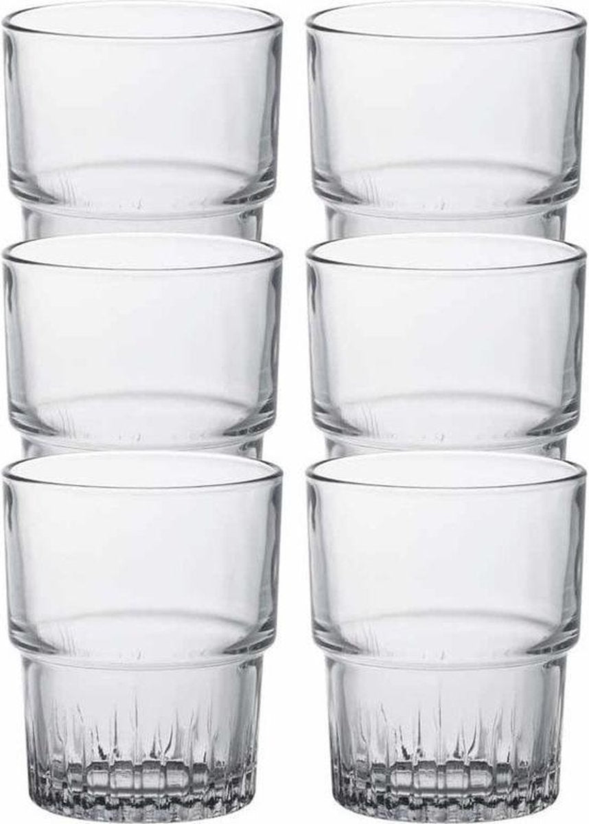 6x koffie/espresso glazen Empilable transparant 160 ml - Whiskey glazen  van glas 160 ml