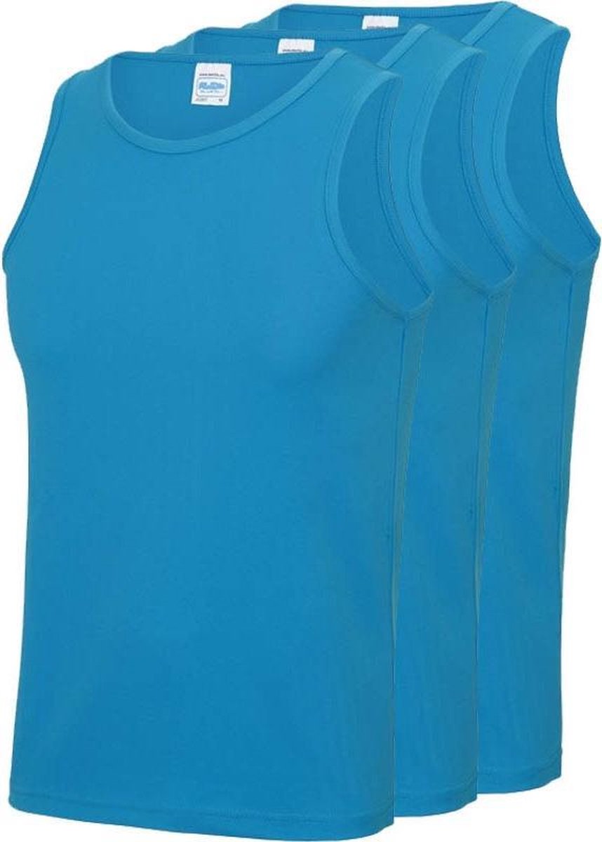 3-Pack Maat M - Sport singlets/hemden blauw voor heren - Hardloopshirts/sportshirts - Sporten/hardlopen/fitness/bodybuilding - Sportkleding top blauw voor mannen