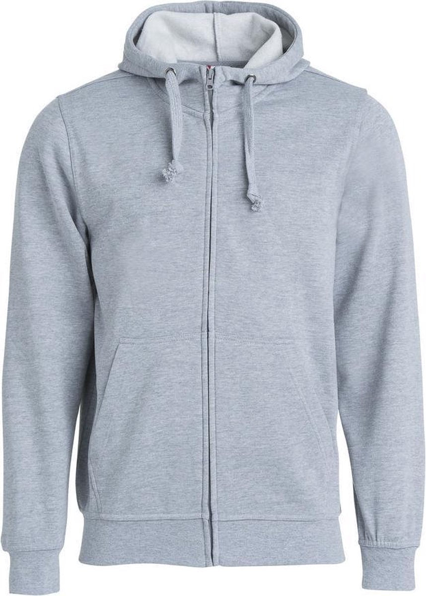 Basic hoody full zip grijsmelange maat M