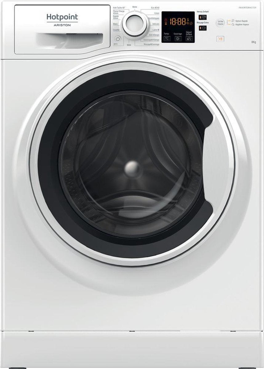 Hotpoint NSH843CWWFR N wasmachine Vrijstaand Voorbelading 8 kg 1351 RPM D Wit