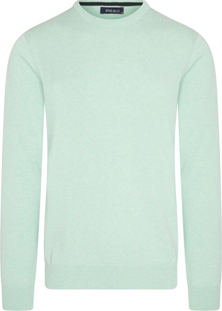 Ferlucci – Exclusieve Heren Trui met Ronde Hals - Mintgroen
