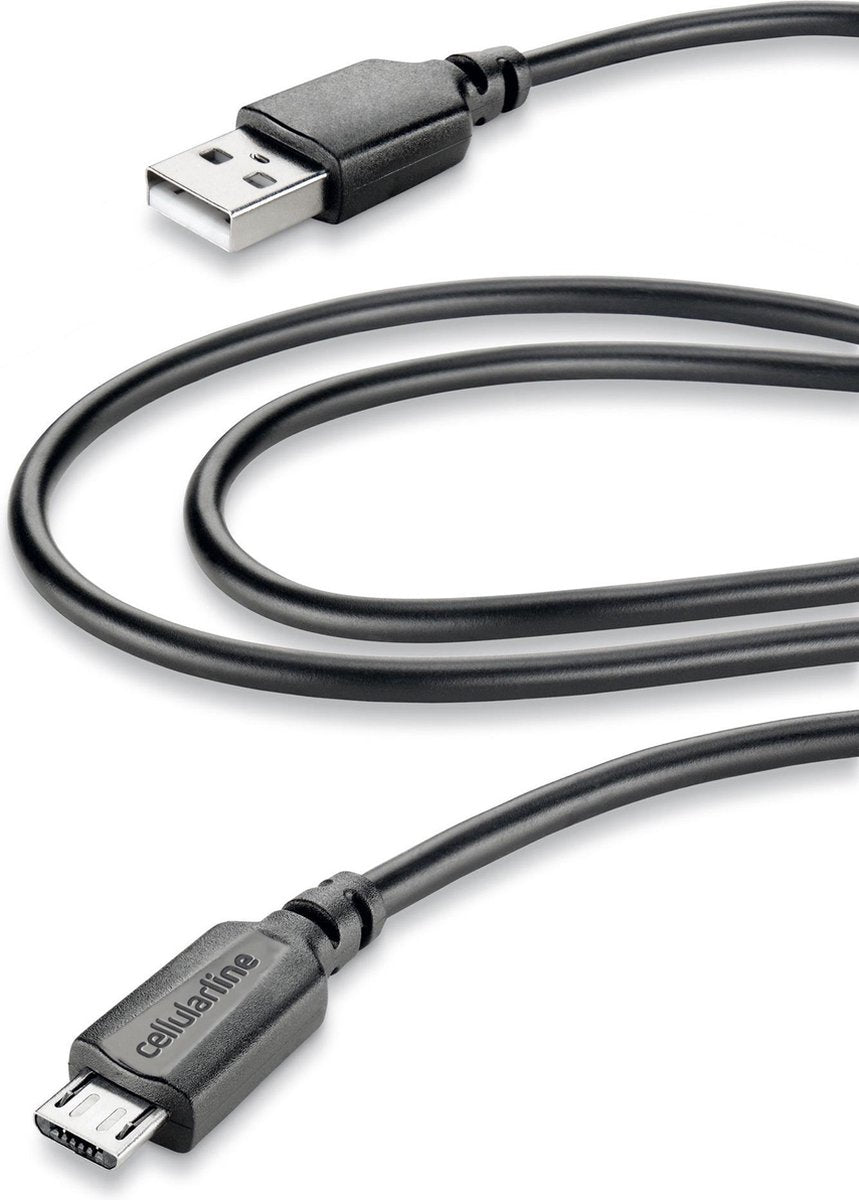 Cellularline 35665 USB-kabel 2 m USB 2.0 USB A Micro-USB B Zwart