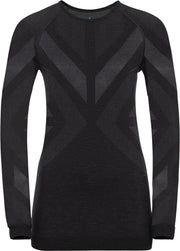 Odlo BL TOP Crew neck l/s NATURAL + KINSHIP W Black Melange - Maat XS