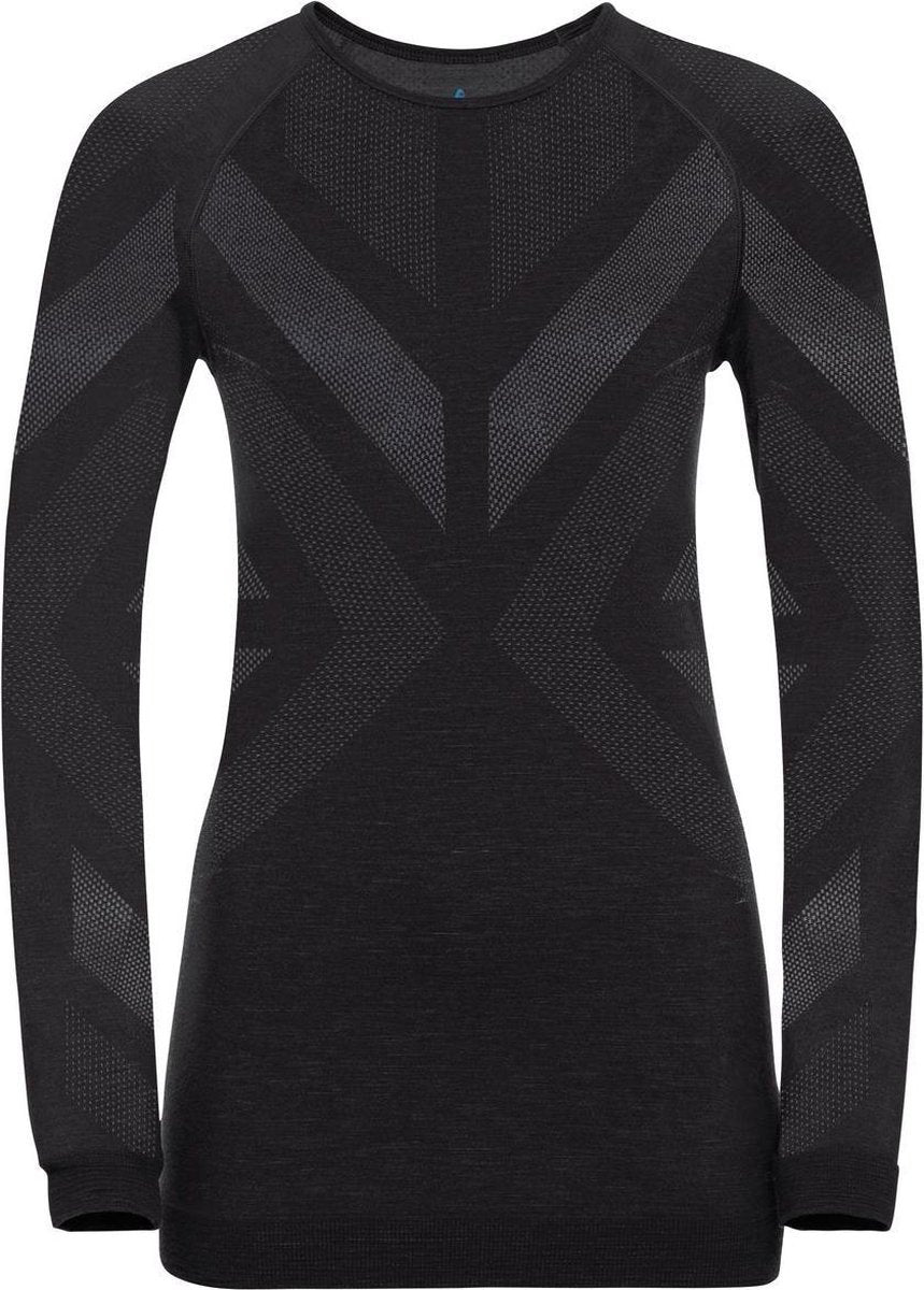 Odlo BL TOP Crew neck l/s NATURAL + KINSHIP W Black Melange - Maat XS