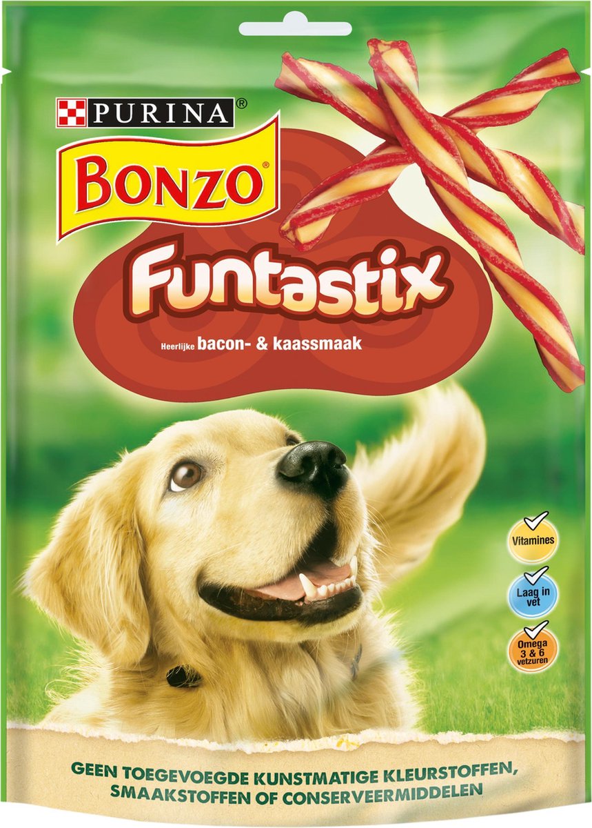 Bonzo Funtastix - Bacon & Kaas - Hondensnack - 175 g