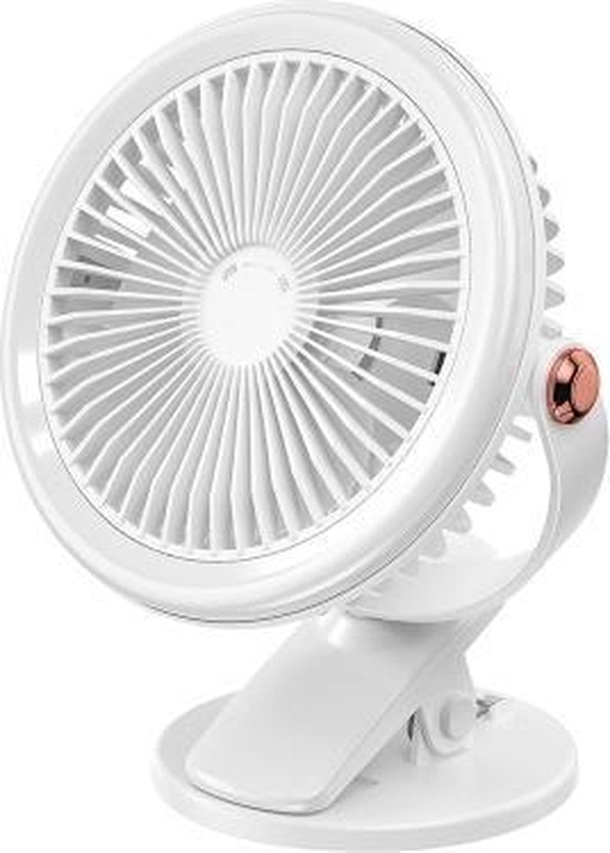 WK WT-F18 Desktop draagbare clipventilator met ringlicht (wit)