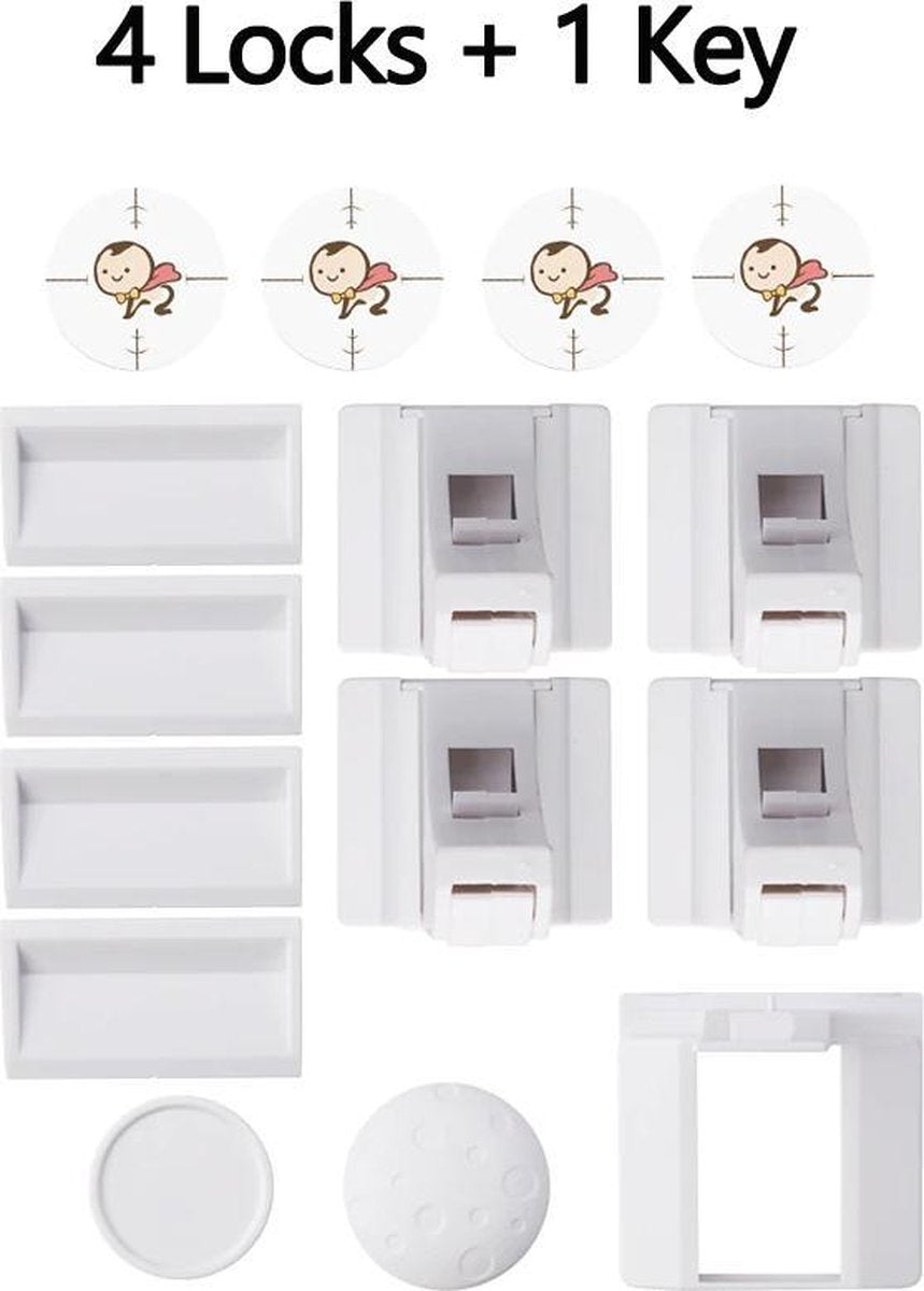 BukkitBow - Kindermagneetslot Kast deuren en lades - 4 sloten + 1 sleutel