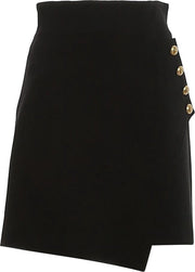 Pinko • korte zwarte rok met gouden knopen • maat 34 (IT40)