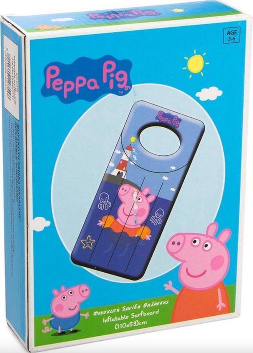 Peppa Pig - Super set - Zwembad + zwemband + strandbal + surfboard + opblaasbare boot