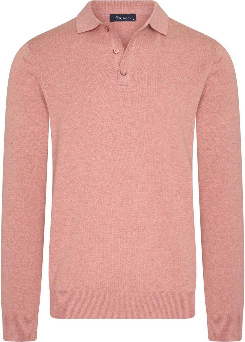 Ferlucci - Exclusieve Heren Trui met Polokraag  - Zalm Roze