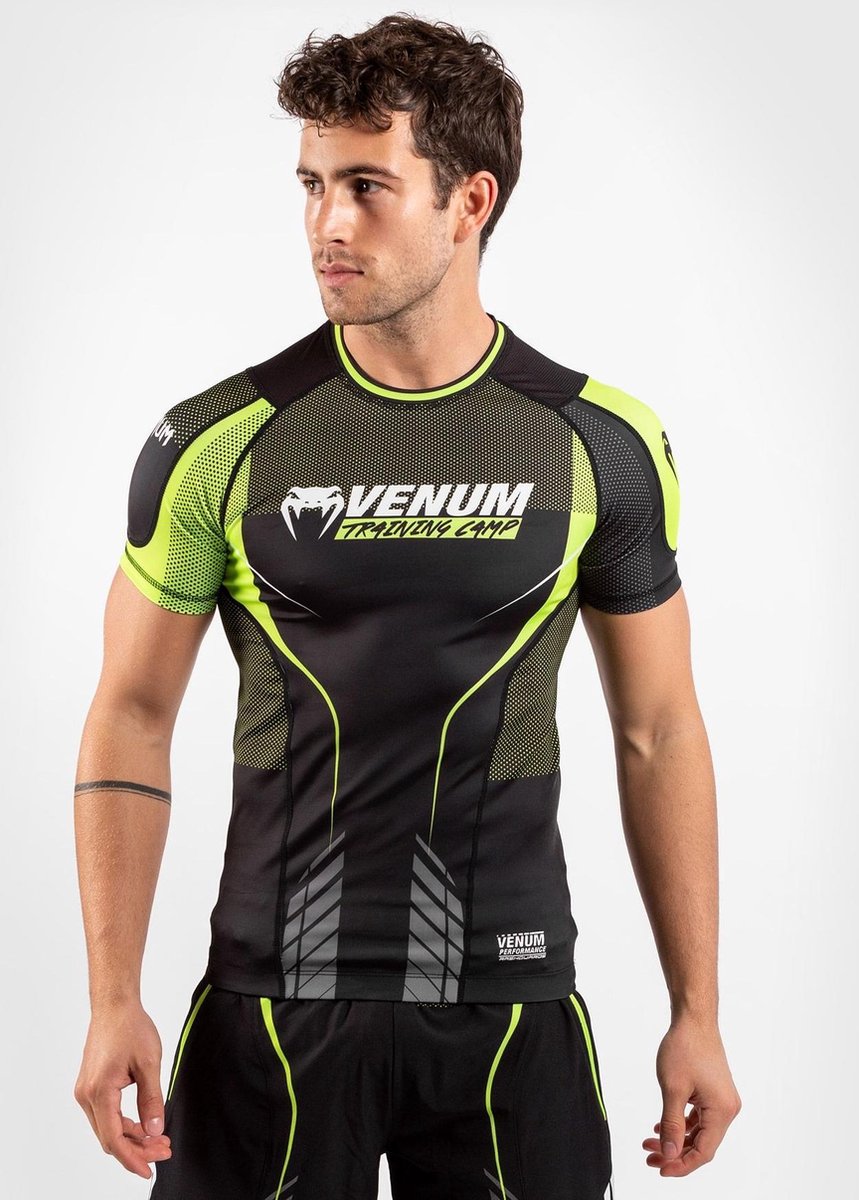 Venum Training Camp 3.0 S/S Rash Guard Zwart Geel maat XXL