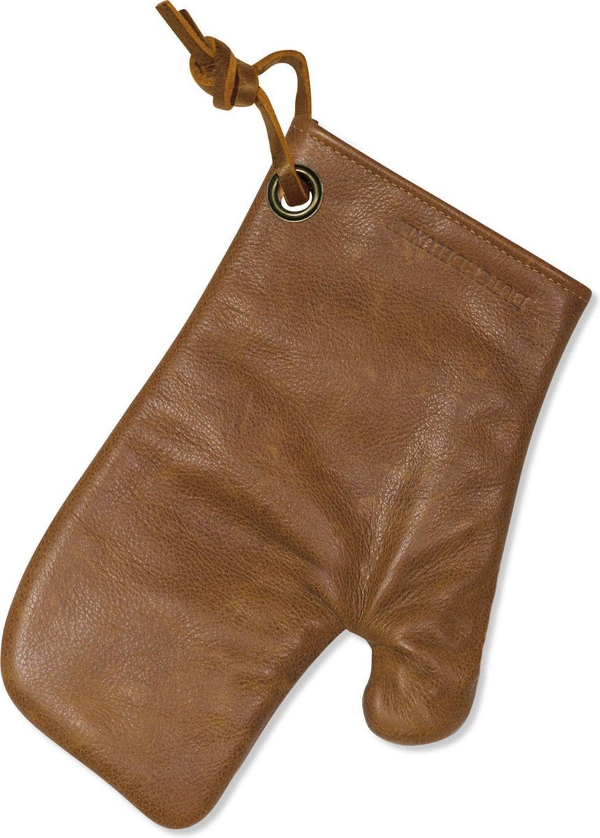 Dutchdeluxes - Ovenwant - (Volnerf) Leder - Vintage Cognac - Geschikt voor Barbecue - Incl. Geschenkdoos