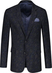 GENTS | Colbert Heren bloemprint blauw 0086 Maat 48