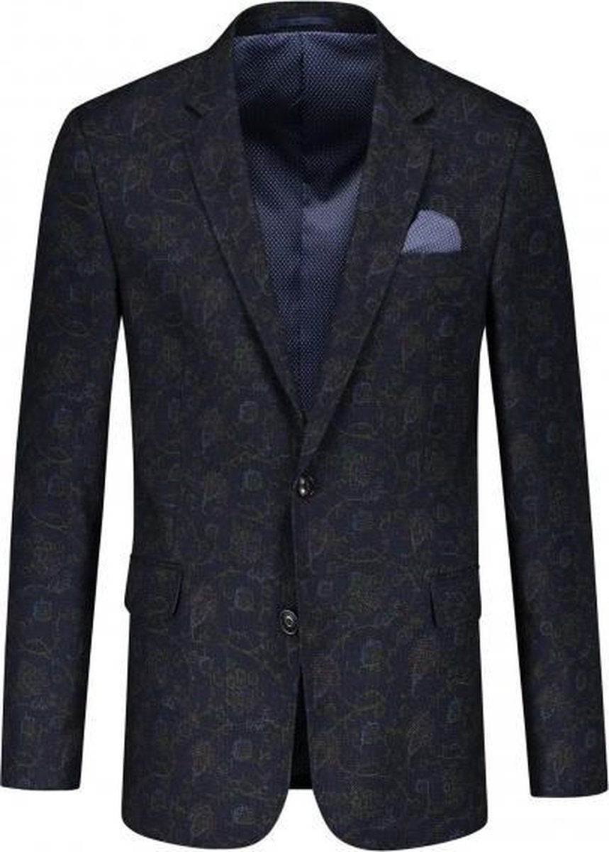 GENTS | Colbert Heren bloemprint blauw 0086 Maat 48
