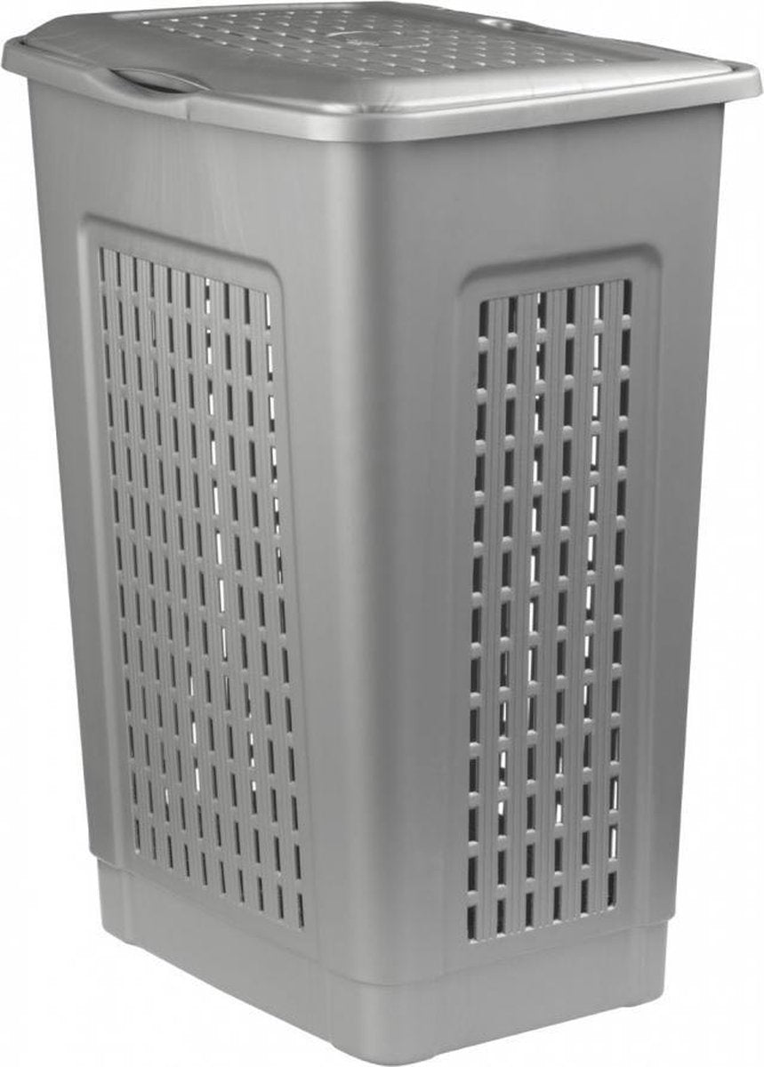 Wasmand 50 liter met deksel GRIJS