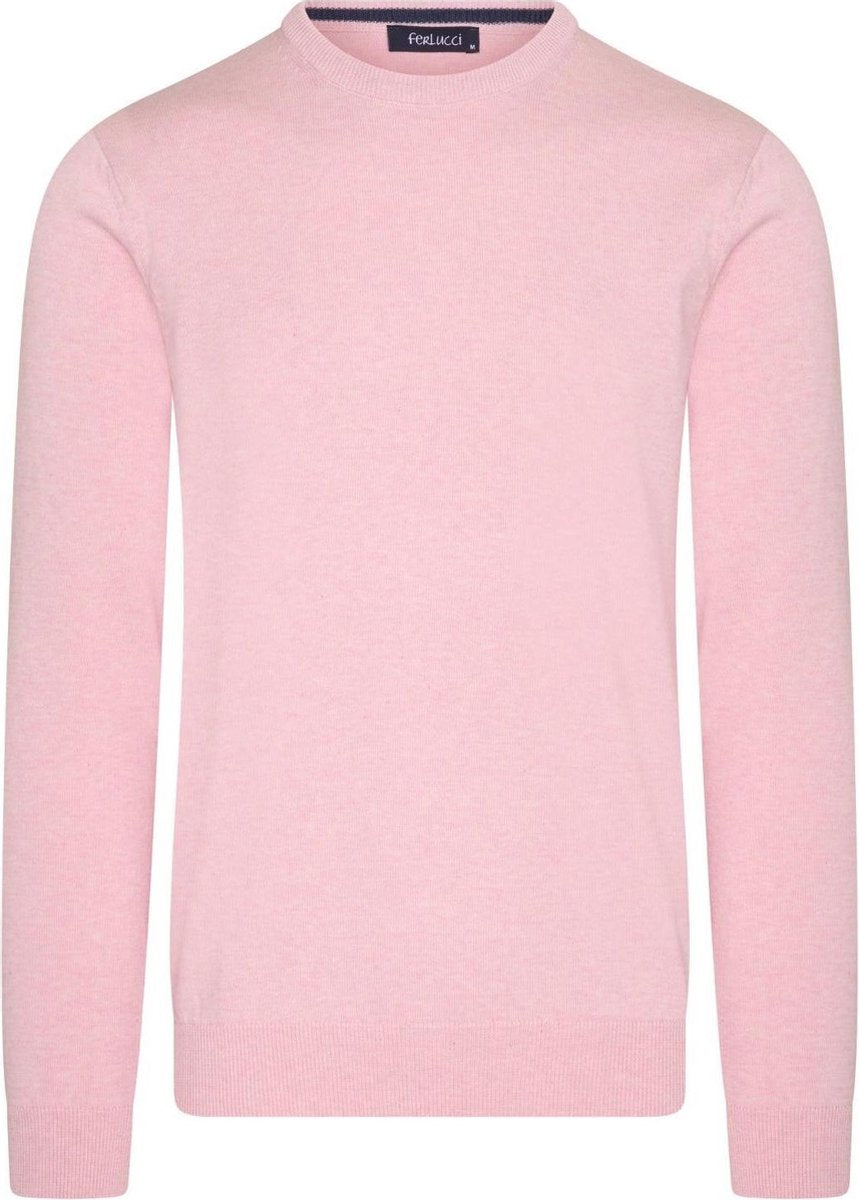 Ferlucci – Exclusieve Heren Trui met Ronde Hals - Roze
