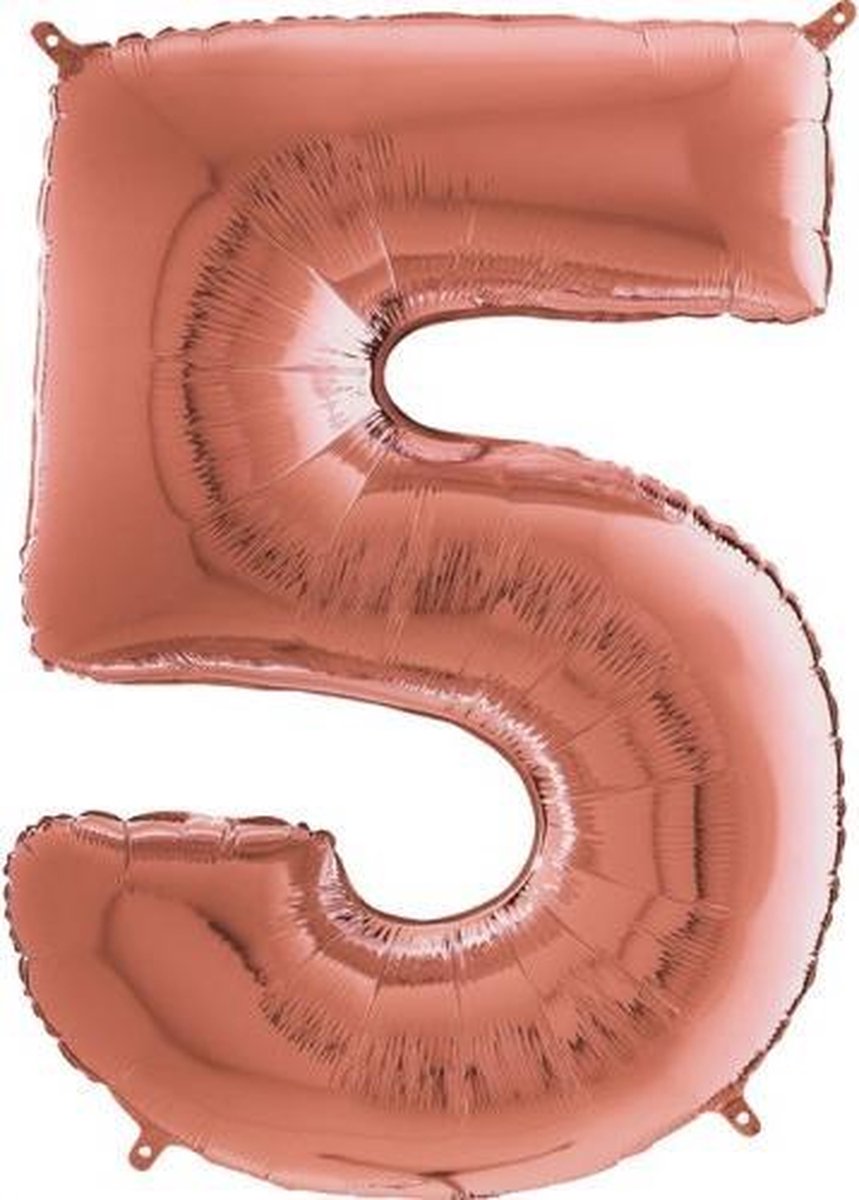 Grabo Balloons - Folieballon - Cijfer 5 - rose goud - 66cm