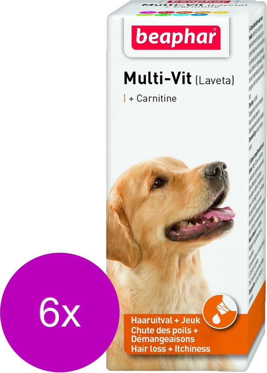 Beaphar Laveta Hond Carnithine - Voedingssupplement - Huid - Vacht - 6 x 50 ml