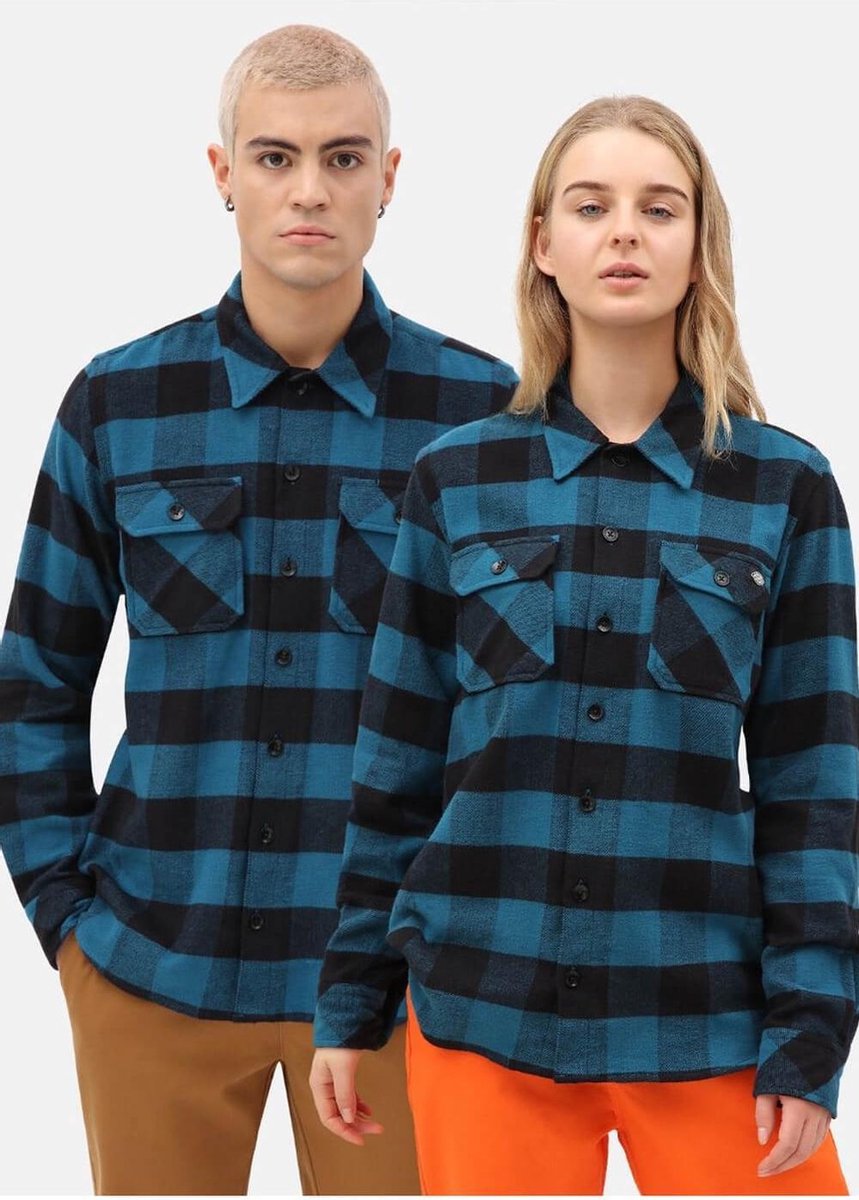 Dickies Heren Sacramento Flanellen Shirt Koraal Blauw