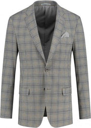 GENTS | Colbert Heren ruit beige-blauw 0104 Maat 50