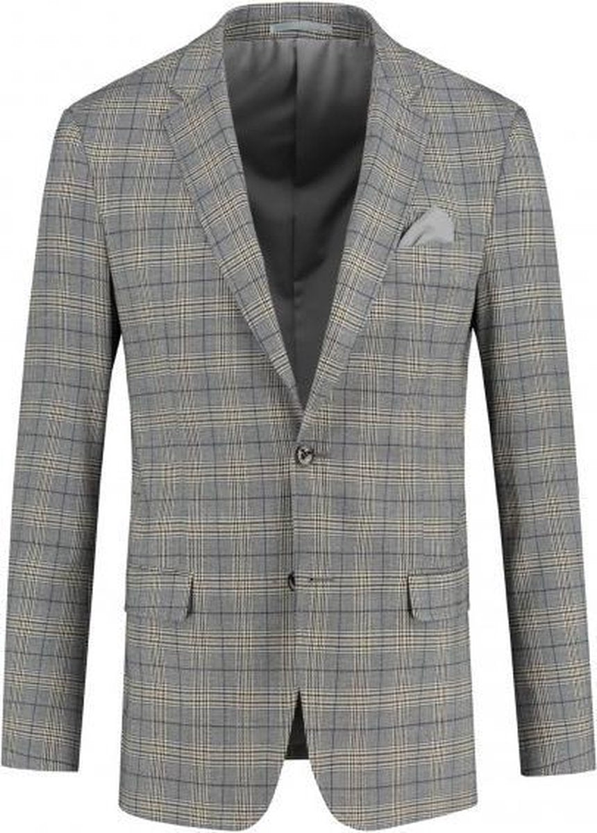 GENTS | Colbert Heren ruit beige-blauw 0104 Maat 50