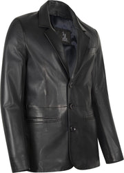 HYPE Leren Colbert - Heren Jas - Blauw - Maat S