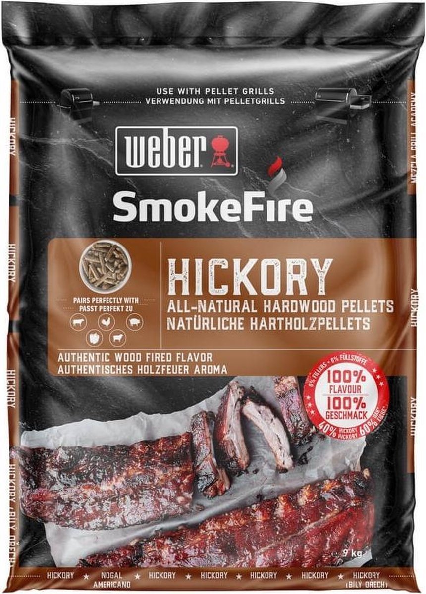 Weber Wood Pellets Hickory - SmokeFire Hardhout pallets 9KG