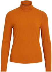Visolitta Rib Rollneck L/s Top/su - 14056526 Pumpkin Spice