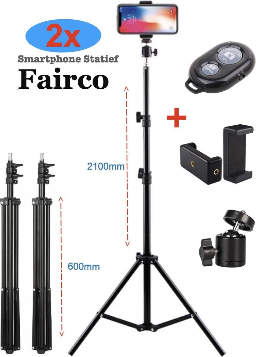 2Pcs statief 210cm Inc. Bluetooth Remote Shutter