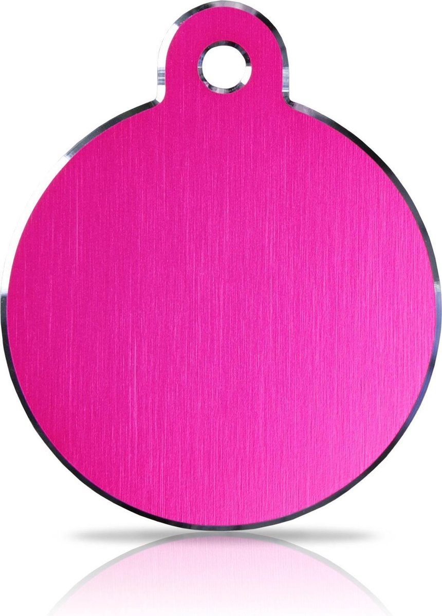 Hondenkeldertje - Dierenpenning | Hi-Line Circle - Large - Pink| 32x32mm | tweezijdig graveren | inclusief verzendkosten
