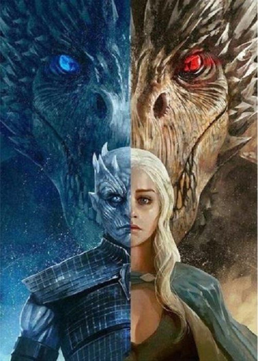 Game of Thrones: The Night King vs Khaleesi - Diamond Painting - 20x15cm - Complete Set - Inclusief Tools - Stipco