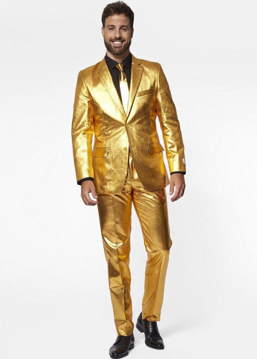 Opposuits Verkleedpak Groovy Heren Polyester Goud Maat 46